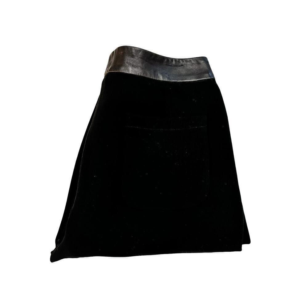 Rag & Bone Lamb Leather Accent Cropped Black Trouser Pants Size 2